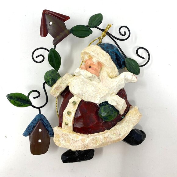 Costco Whimsical Ornament Rustic Country Farmhouse Santa And Birdhouse - Picture 1 of 9